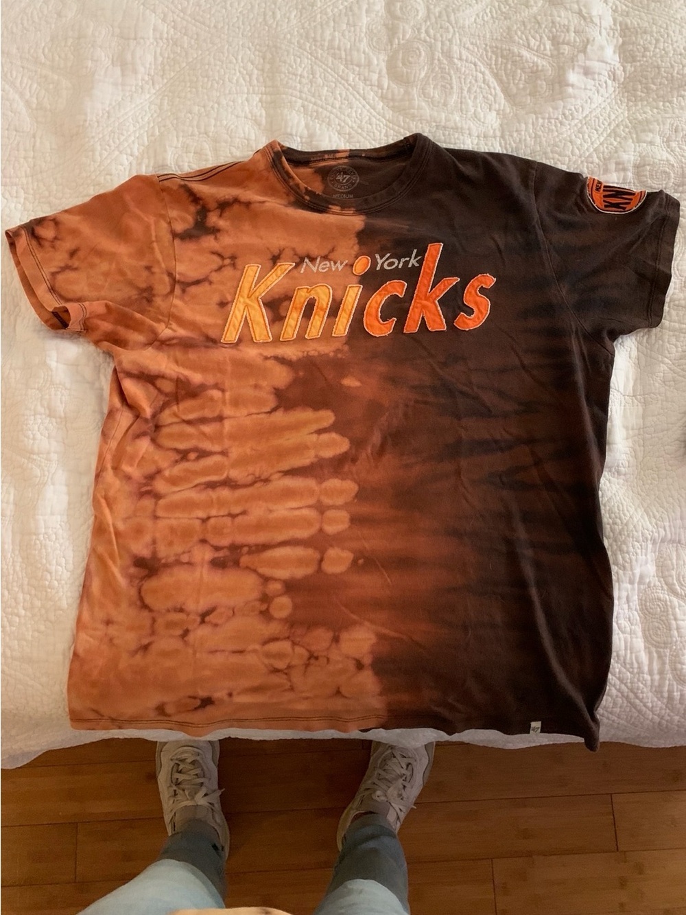 '47 Brand New York Knicks Tie-Dye Short Sleeve Tee - Orange/Brown